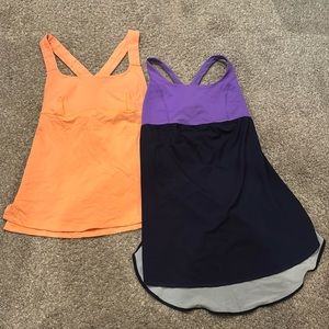 Lot of 2 Lululemon tank tops with shelf bra insert size 4